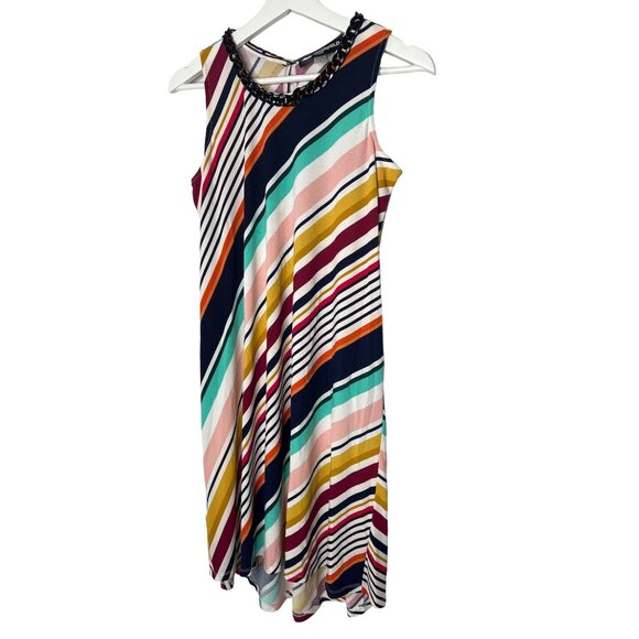 Karl Lagerfeld Women’s Size 4 Colorful Striped Sleeveless Sundress Summer - Picture 1 of 8